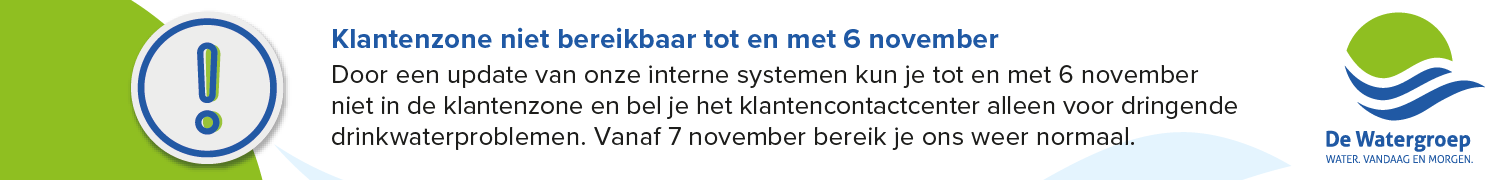 Klantenzone niet bereikbaar tot en met 6 november
