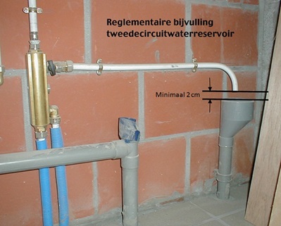Reglementaire bijvulling tweedecircuitwaterreservoir