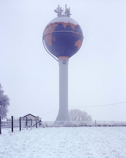 Watertoren Bierbeek in de sneeuw
