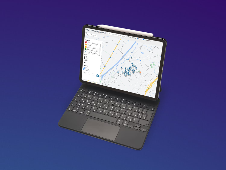 Mock-up geluidsloggers tablet