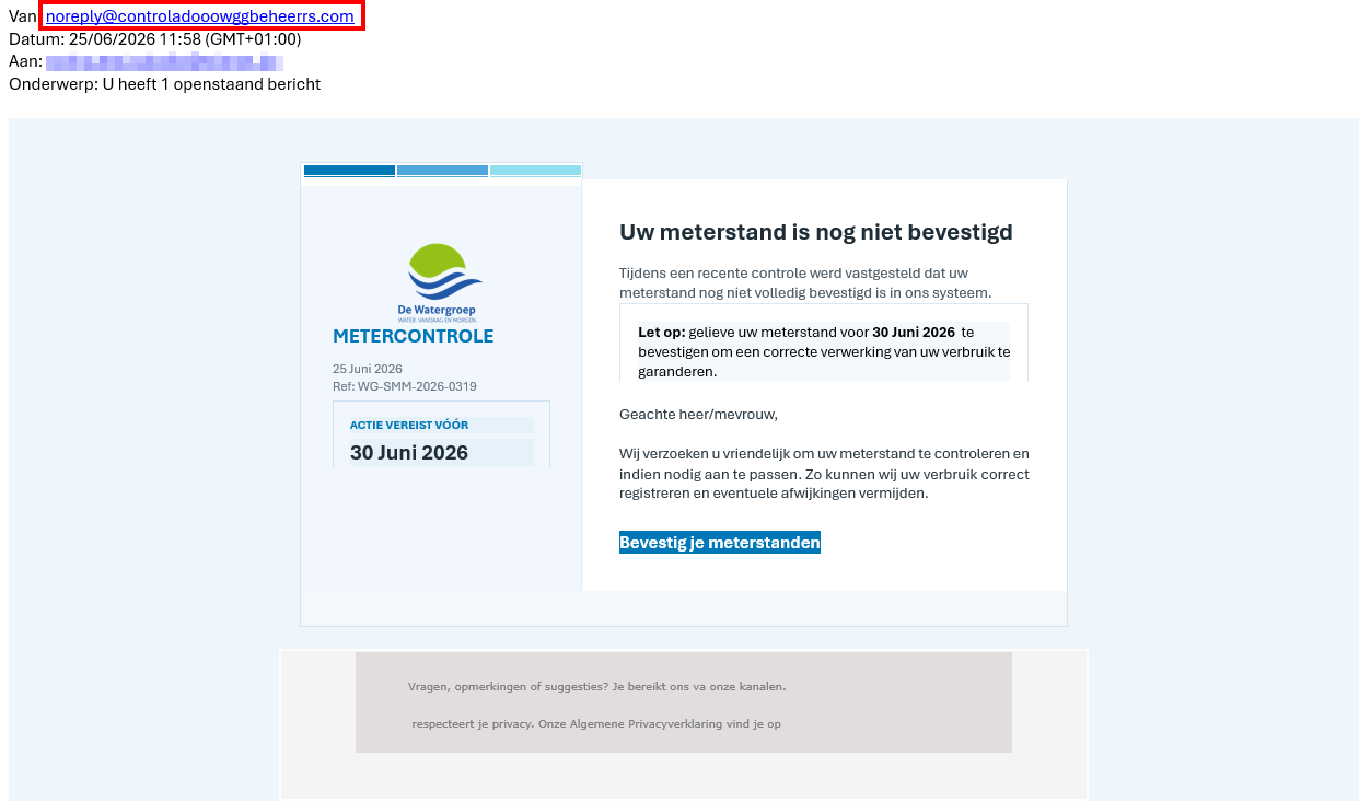 Voorbeeld e-mail phishing 