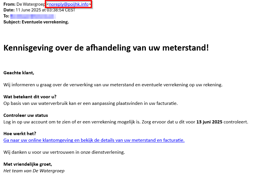 Voorbeeld valse e-mail 11 juni