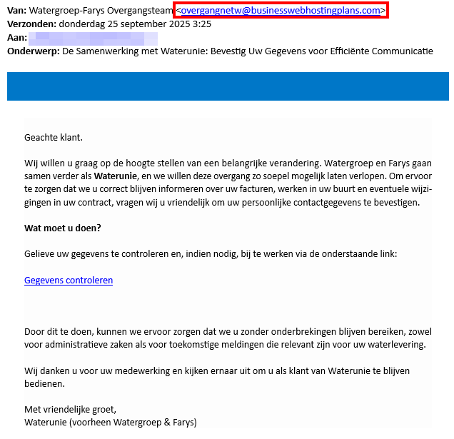 Voorbeeld phishing