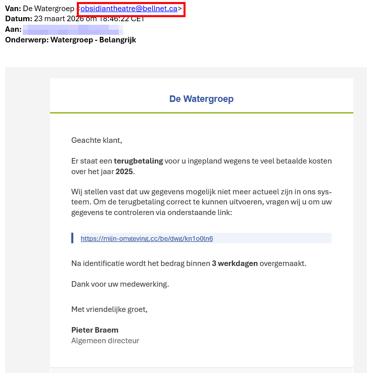 voorbeeld phishing e-mail